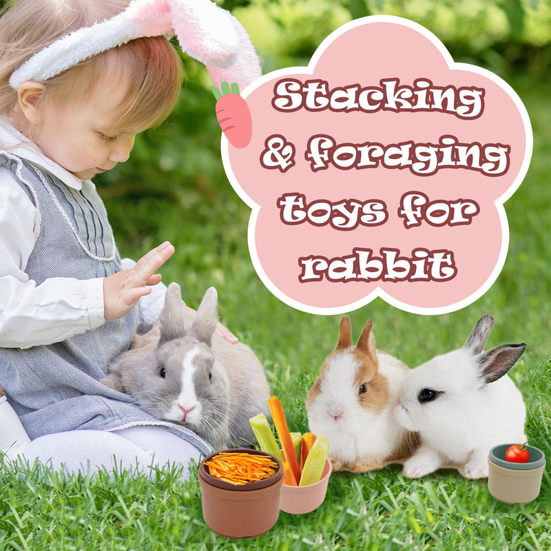 TiciKim Pack of 8 stacking cups for rabbits, multi-coloured rabbit toy, stackable rabbit food toy, feed dispenser for rabbits, bunny nesting toy for small animals, rabbits, hamsters and more - PawsPlanet Australia