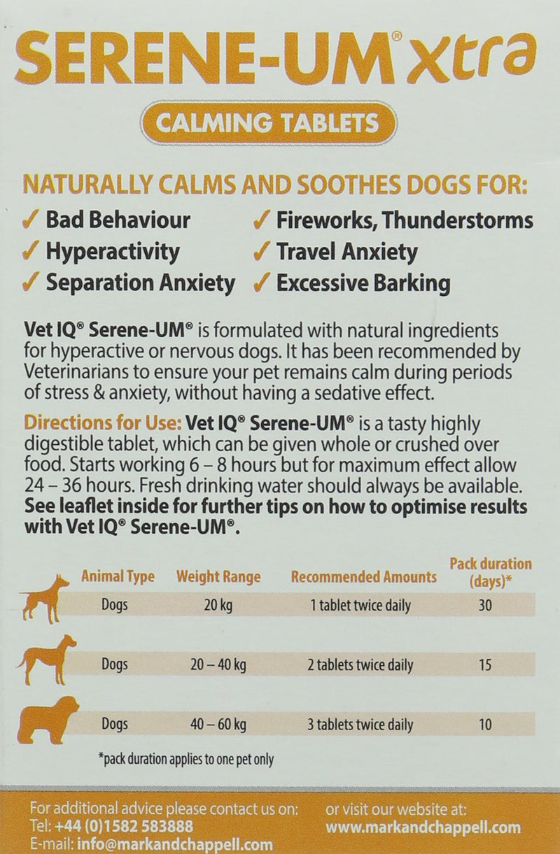 Mark & Chapell Limited - Serene - Um Xtra Dogs 20-60 kg 60 Tablets - PawsPlanet Australia