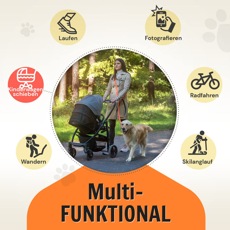 Dog friend multifunctional leash (6 in 1) adjustable dog leash 3 m for hanging around the neck, reflective with 3 rings for medium and large dogs - double leash, shoulder leash and sports leash in one - PawsPlanet Australia
