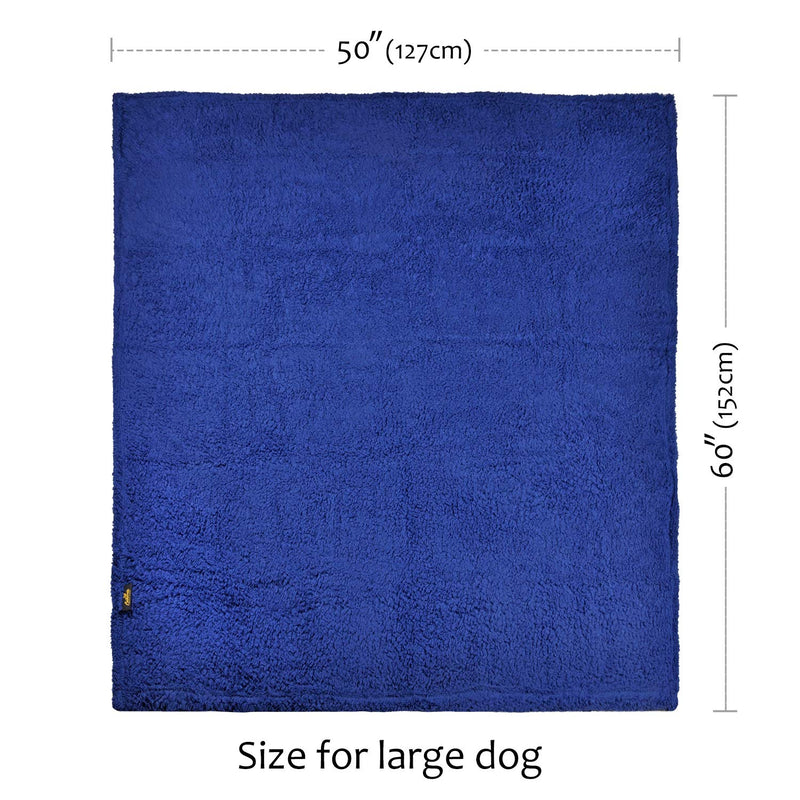 Pawsse Large Dog Sherpa Blanket 50" x 60", Super Soft Warm Plush Fleece Snuggle Pet Blanket Throw Cover for Couch Car Trunk Cage Kennel Dog Carrier #Blue - PawsPlanet Australia