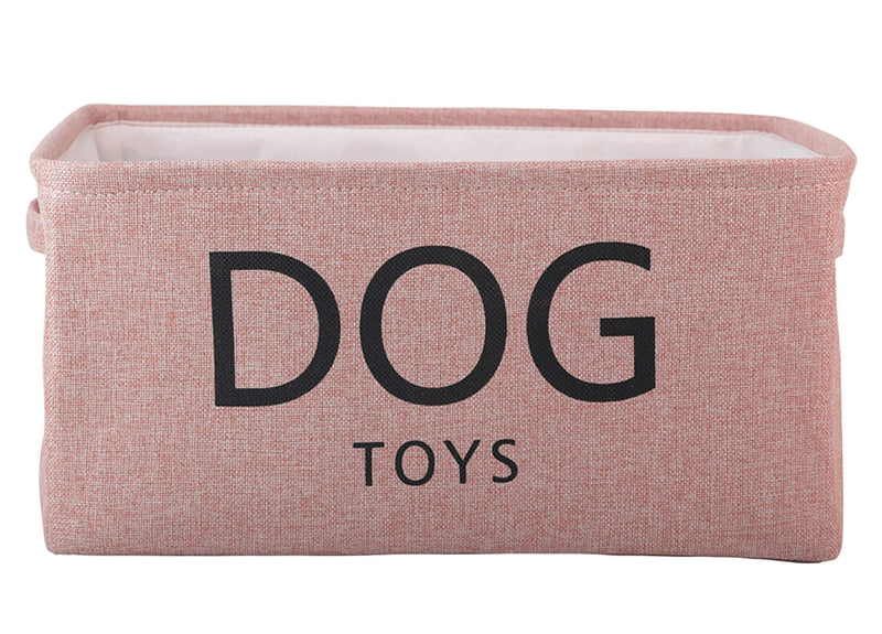 Brabtod Canvas Pet Toy and Accessory Storage Bin with Handles, Organizer Storage Basket for Pet Toys, Blankets, Leashes and Embroidered DOG TOYS-Pink-dog Pink-dog - PawsPlanet Australia