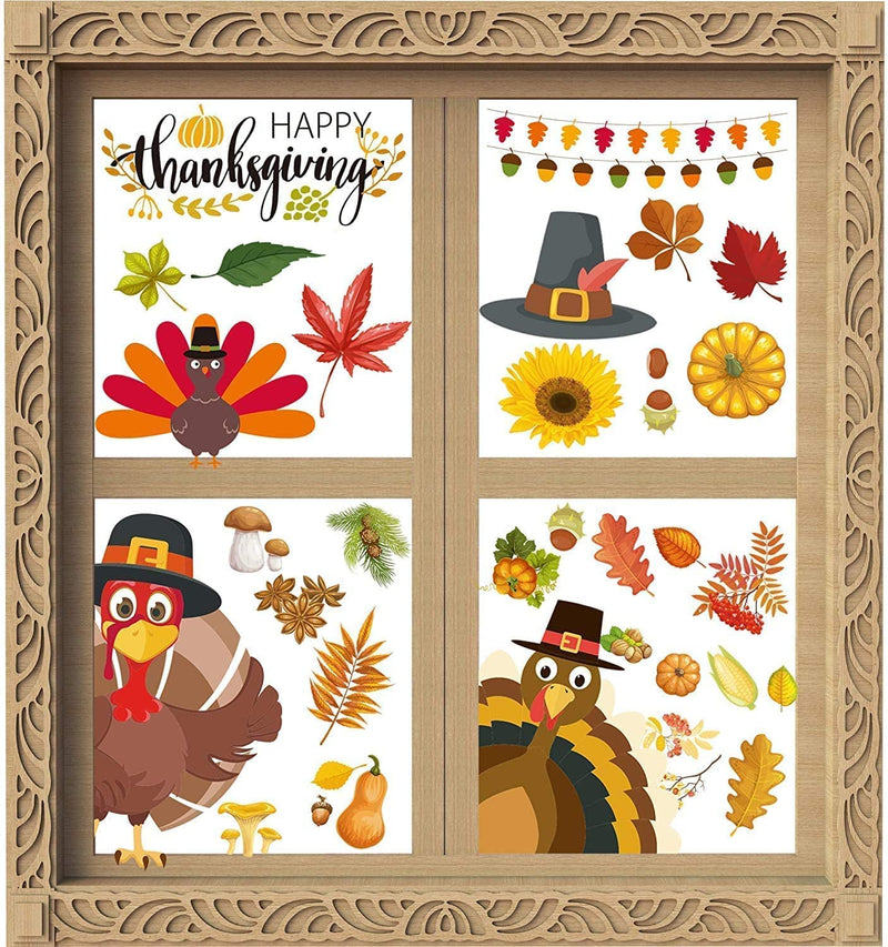 Fall Decorations 113 PCS Thanksgiving Window Clings Stickers Holiday Turkey Cling for Glass Window - PawsPlanet Australia