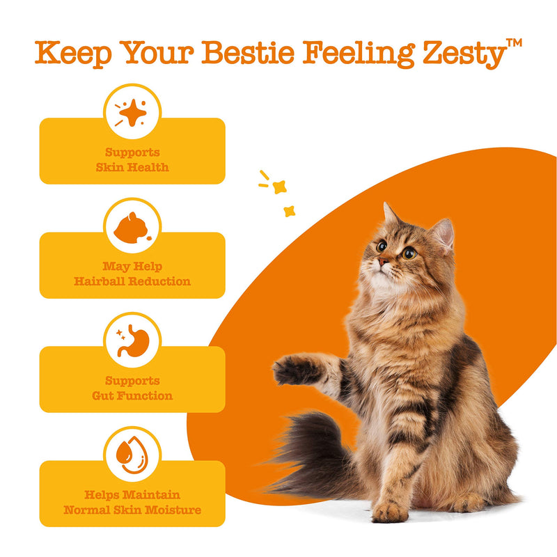 Zesty Paws Hairball Bites for Cats - Cat Furball Control - Functional Supplement with Omega 3 Fish Oil EPA & DHA + Mineral Oil, Zinc, Biotin & Psyllium Husk - Supports Gut & Skin Health - 60 Count - PawsPlanet Australia