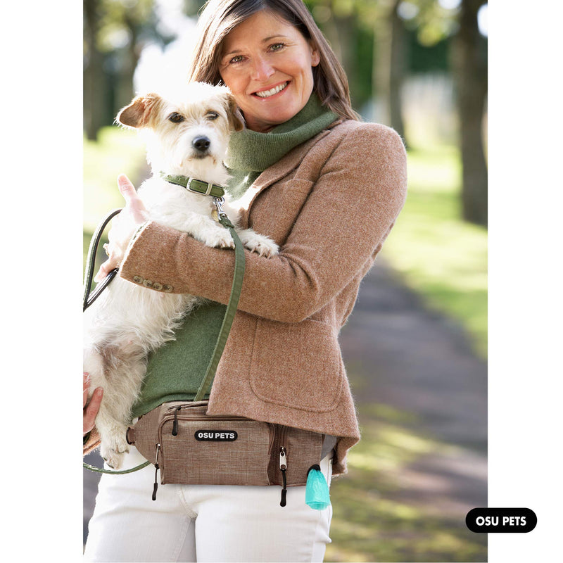 OSU PETS Dog Training Treat Pouch, Easily for Walking with Dogs, Fanny Pack and Waste Bag Dispenser Beige Melange - PawsPlanet Australia