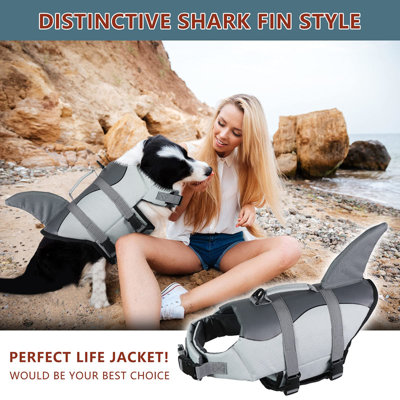 Dog Life Jackets- Portable Dog Swimsuits Jacket Vest, Adjustable Dog Floating Jackets with Rescue Handle for Small Medium Dogs, Safety Life Vest for Swim,Surf,Beach Boating Grey X-Small - PawsPlanet Australia