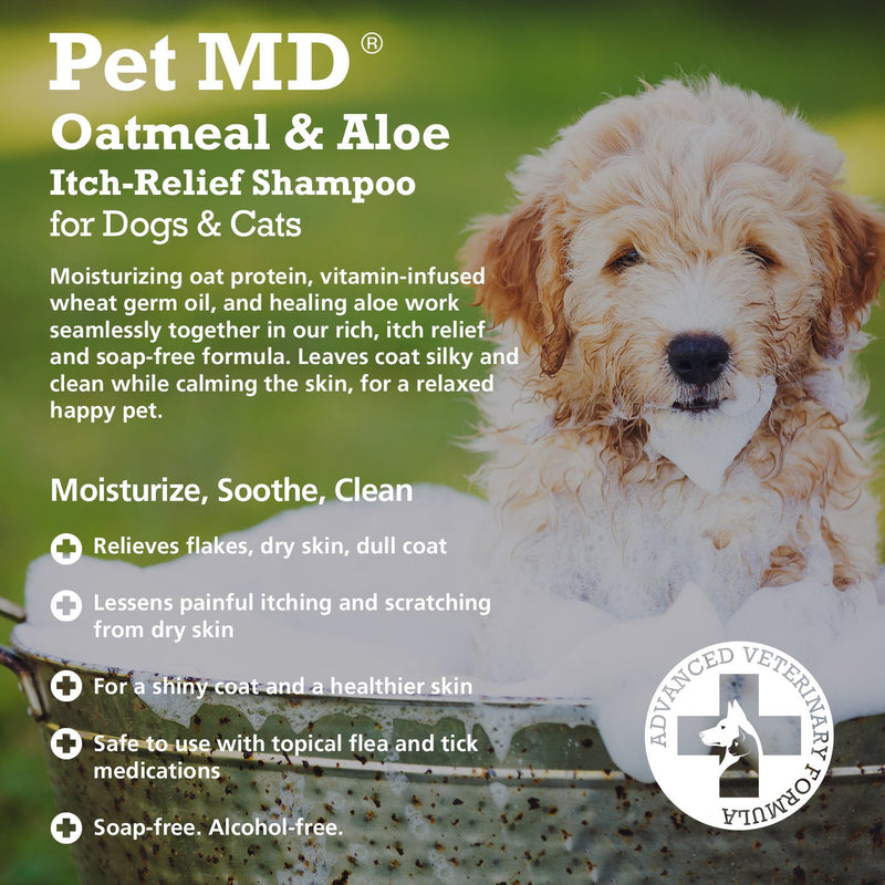 [Australia] - Pet MD - Oatmeal Dog Shampoo Cats and Dogs for Itch Relief and Moisturizer for Dry Skin and Coat - 16 Oz 