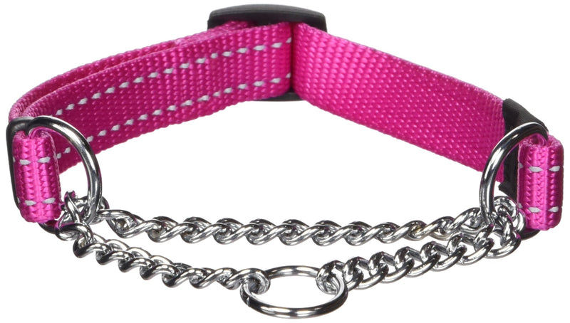 [Australia] - ROGZ Utility Medium 5/8-Inch Reflective Snake Obedience Half-Check Dog Collar Pink 