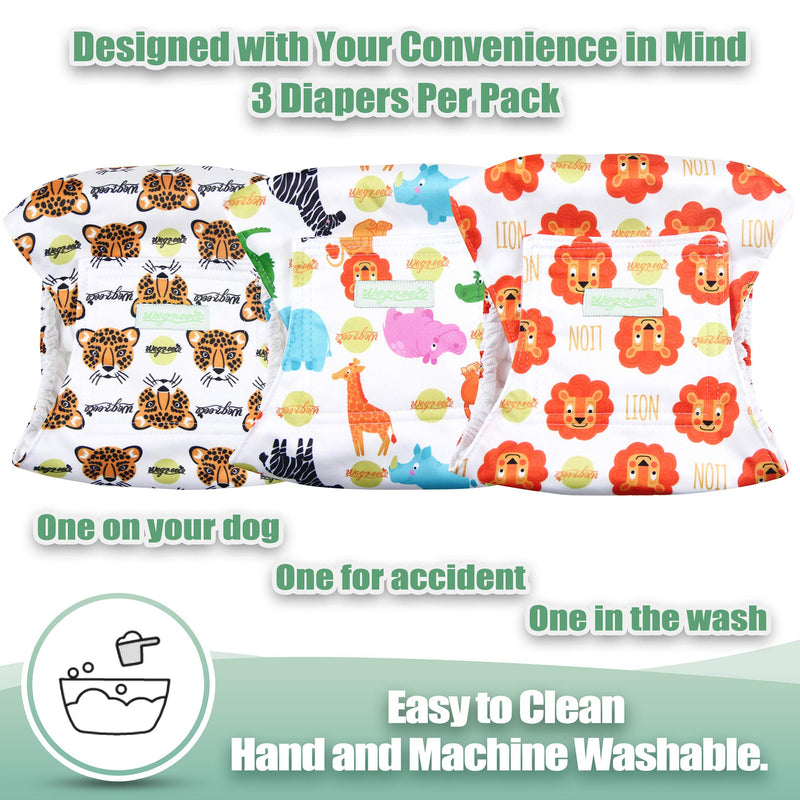 wegreeco Washable Male Dog Diapers (Pack of 3) - Washable Male Dog Belly Wrap X-Small Magic With Hook & Loop Closure - PawsPlanet Australia