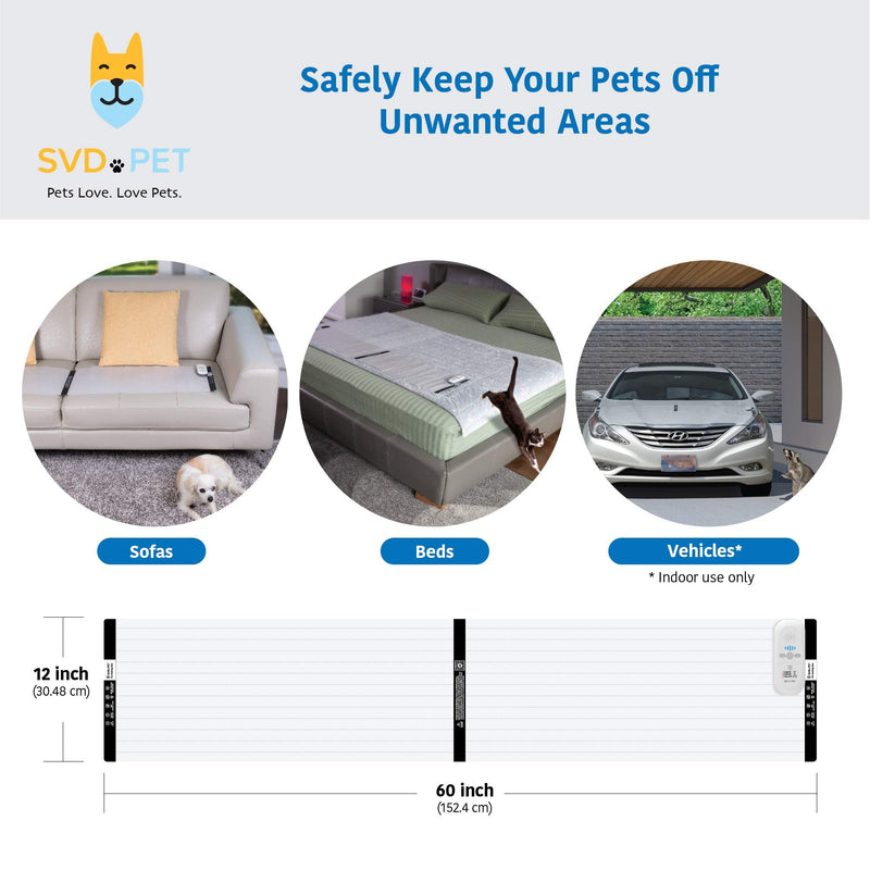 SVD.PET Pet Training Mat, 60" X 12", Pet Shock Pad, Dogs & Cats Electronic Repellent mat for Indoor, 3 Training Modes, 5 Levels, Pet Safe Auto Power Off, Keep Dog Off Couch One Piece 60"x12" - PawsPlanet Australia