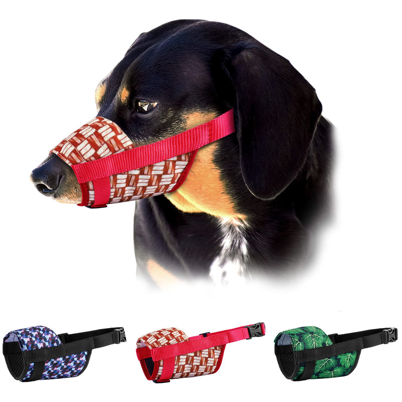 Murom Dog Muzzle Adjustable Nylon Soft Print Mouth Cover Design Pattern Anti Biting Barking Pet Muzzles Small Medium Large Brickwork S - PawsPlanet Australia