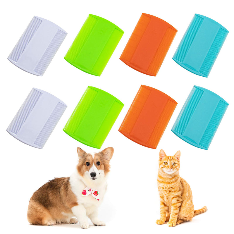 AUEAR, 12 Pack Plastic Pet Comb Flea Lice Combs Dog Cat Double Sided Fine Tooth Flea Hair Combs Pet Hair Grooming Combs 4 Colors 12 Pcs White+Light Blue+Green+Orange - PawsPlanet Australia