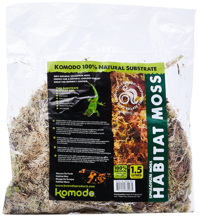 Komodo Habitat Moss, 1.5 Litre & Coconut Terrain, 6 Litre 1.5 l (Pack of 1) + Coconut Terrain, 6 Litre - PawsPlanet Australia