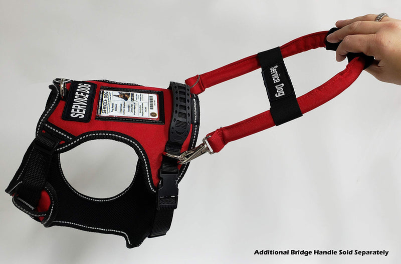 [Australia] - Activedogs No Pull Service Dog Harness - Red - Front D-Ring -Quick Release - Clear ID Pocket Window - Molded Handle for Easy Grab Med/Lg (24"-32") 