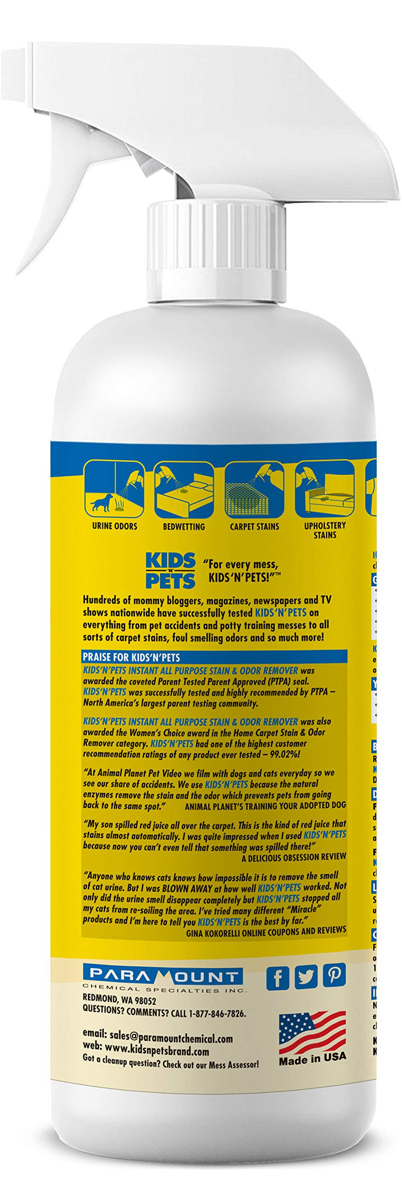 [Australia] - KIDS 'N' PETS Instant All-purpose Stain & Odor Remover – 27.05 oz. - (800 ml) | Proprietary Formula Permanently Eliminates Tough Stains & Odors – Even Urine Odors | Non-Toxic & Child Safe 1 