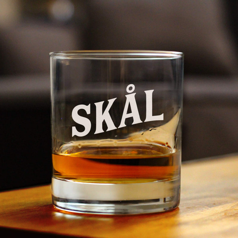 Skal - Norwegian Cheers - Whiskey Rocks Glass - Cute Norway Themed Gifts or Party Decor for Women and Men - 10.25 Oz - PawsPlanet Australia