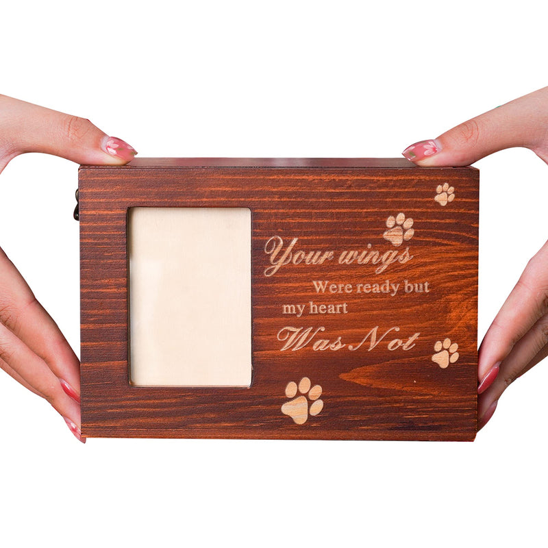 Pet Urns Bone Ash Wood Box for Dog or Cat Pet Memorial Keepsake Wooden Lettering Memory Lightweight Box with Photo Frame Memorial Commemorate Funeral - PawsPlanet Australia