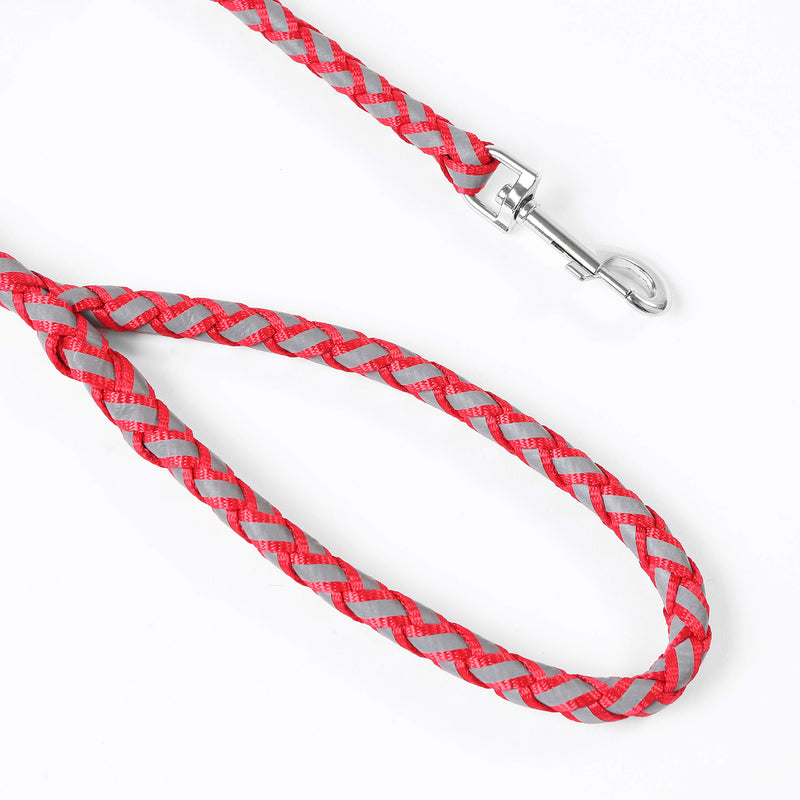 SCM Rope Dog Lead, Reflective Nylon Braided Dog Leash, Heavy Duty Dog Training Lead Leash for Large and Medium Dogs (5 feet/1.5m, 10mm, Red) 10mm*5FT - PawsPlanet Australia