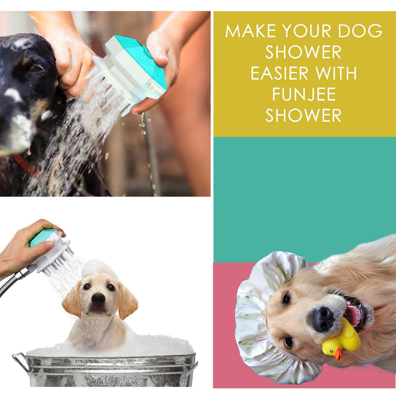 FUNJEE 3 in 1 Pets Shower Bath Brush Attachment,Spray Massage Brush for Dogs and Cats Make Bathing Your Pet Easier Blue - PawsPlanet Australia