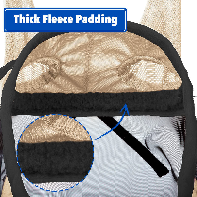 Harrison Howard CareMaster Pro Luminous Horse Fly Mask Long Nose with Ears UV Protection for Horse Pony (Small) Light Champagne - PawsPlanet Australia