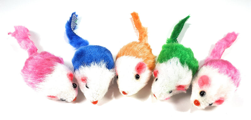 [Australia] - Keklle Play Fur Mice Cat Toys – Mixed Bag of 10 Play Mice with Rattling Sounds – 4 Color Variety Pack of Catnip Toy 