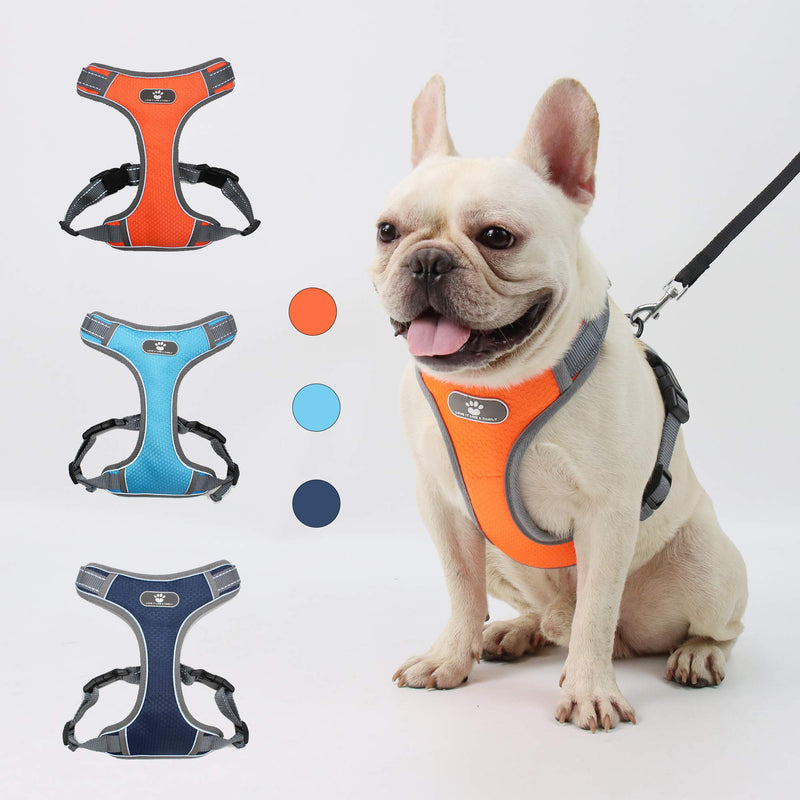 Dog Harness No Pull No Choke Adjustable Reflective Design with 4 Straps and 2 Buckles All Weather Breathable Mesh Dog Harness for Small Dogs (Small, Dark Blue) - PawsPlanet Australia