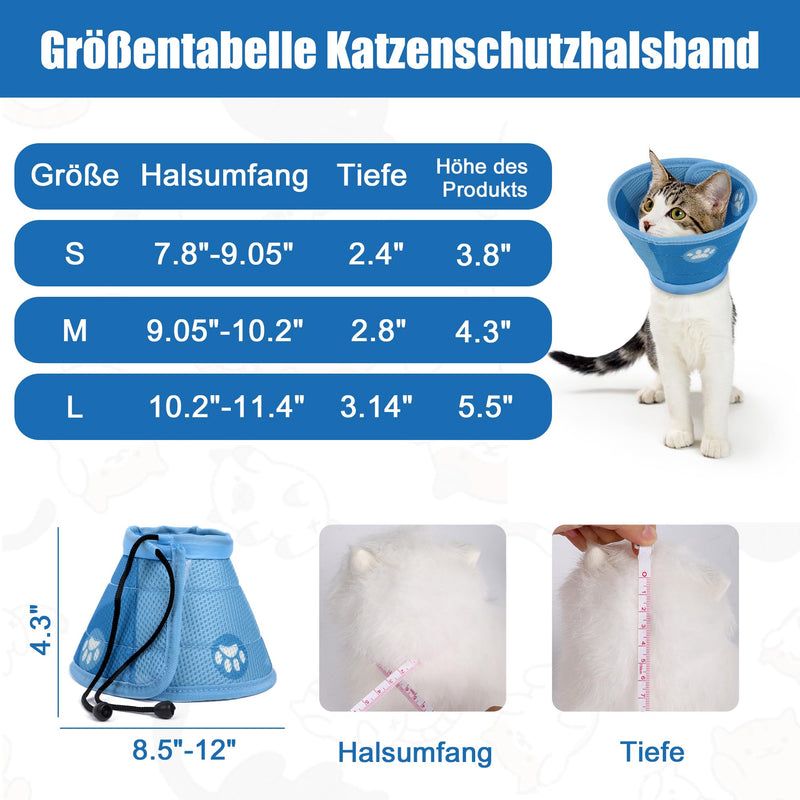 Lollanda Adjustable Cat Neck Brace, Foldable Soft Protective Collar Cat Elizabethan Collar, Recovery Collar for Cats Pets After Surgery and Injuries (M) M (Neck: 21.5 - 30.5 cm) - PawsPlanet Australia