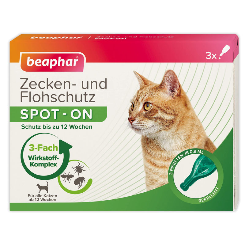 beaphar tick and flea protection Spot On for cats, with Margosa extract, 3 x 0.8 ml 3x0.8 ml - PawsPlanet Australia