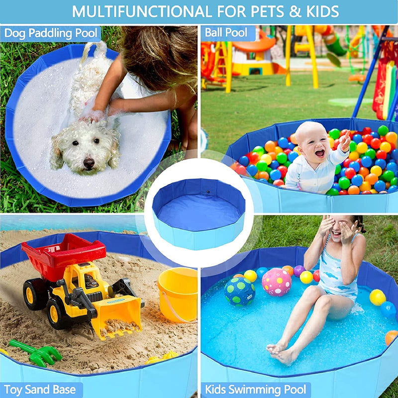 Dyna-Living Pet Paddling Pool Foldable Swimming Pool for Dogs Cats Kids Puppy Bathing Tub Portable PVC Non-Slip Pet Kid Foldable Pool for Indoor Patio Yard Garden - PawsPlanet Australia