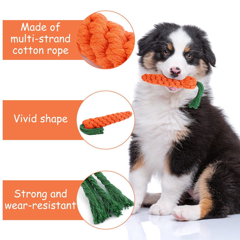 Ruisita Puppy Boredom Rope Toy Cotton Natural Teeth Cleaning Chew Rope Dogs Ball Knot Training Toy Cotton Rope Dog Toys Pet Teeth Training Toys Orange Rabbit, Orange Carrot - PawsPlanet Australia