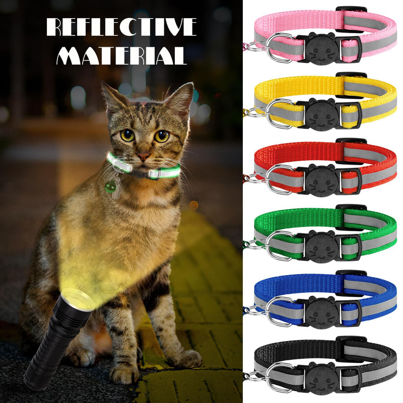 Cat collar with address tag, reflective cat collar with bell and safety clasp, adjustable cat collars for cats, puppies, pack of 12 - PawsPlanet Australia