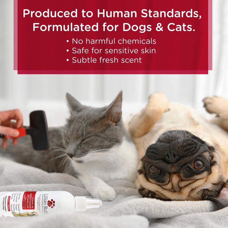 [Australia] - Lillian Ruff - Pet Dog Leave in Conditioner & Detangler Treatment Spray - Safe for Cats - Moisturizer for Normal, Dry & Sensitive Skin - Made in The USA 8 Ounce 