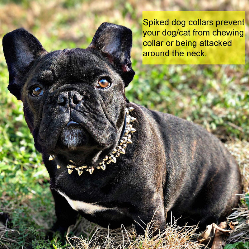 TEEMERRYCA Adjustable Microfiber Leather Spiked Studded Dog Collars with a Squeak Ball Gift for Small Medium Large Pets Like Cats/Pit Bull/Bulldog /Pugs XS(8.3"-10.6" / 21cm-27cm) BLACK - PawsPlanet Australia