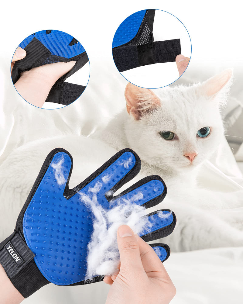 YELON Pet Grooming Gloves,Hair Remover Gentle Deshedding Efficient Brushs,Massage Mitt for Cats,Dogs,Horses and Other Animals Long Short Fur-1 Pair - PawsPlanet Australia