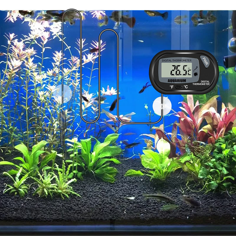 Thlevel Aquarium Thermometer LCD Digital Thermometer with Probe and Suction Cup for Fish Tank Water Temperature Incubator Reptile Habitat Temperature (2PCS) 2PCS - PawsPlanet Australia