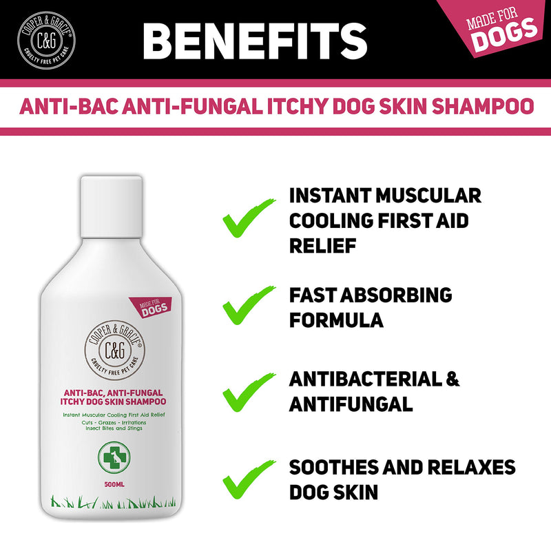 C&G Pets | Dog Shampoo For Itchy Skin Antibacterial And Antifungal | 100% Natural Medicated Low Lather Safe Formula | Fast Absorbing and Skin Cooling First Aid | Great For Cuts Grazes Skin Irritation 500 ml (Pack of 1) - PawsPlanet Australia