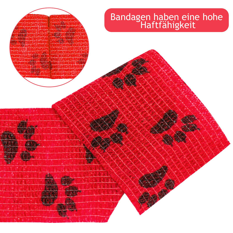 aurorayer Pack of 7 self-adhesive bandages, 5 cm x 4.5 m, self-adhesive bandage, fixing bandage, self-adhesive bandage, dog, pet, vet wrap for cats, dogs, horses, leg adhesive bandage - PawsPlanet Australia