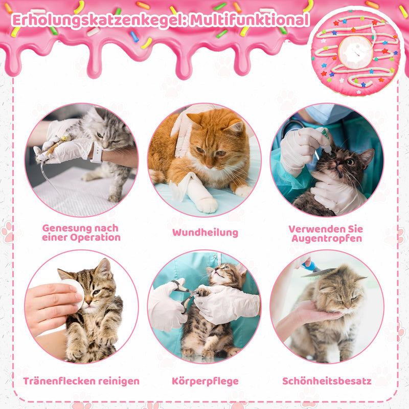 Fanshiontide Cat Neck Brace Soft Cat Donut Neck Brace Adjustable Anti Bite Cat Collar Protective Collar Neck Brace for Cats Puppies Pets After Surgery and Injuries (M Pink) M - PawsPlanet Australia