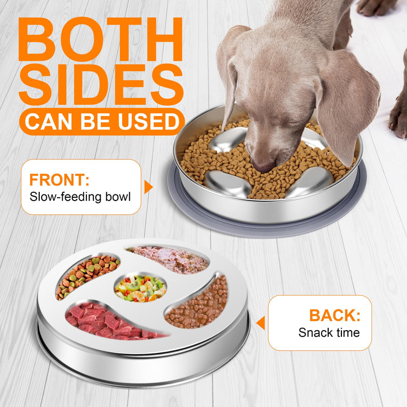 ACEONE Slow Feeder Dog Bowl, Stainless Steel Slow Feed with Non-Slip Silicone Mat, Metal Slow Feeding Pet Bowl for Medium Large Breeds - PawsPlanet Australia