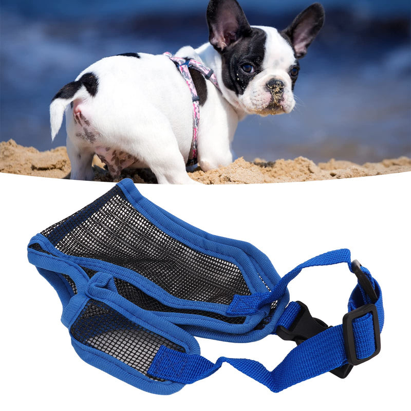 Dog Muzzle for Short Snout, Breathable Mesh Muzzle for Bulldogs, Prevent Biting, Barking, Chewing, Dog Muzzle for Bulldog-Chihuahua L Blue - PawsPlanet Australia