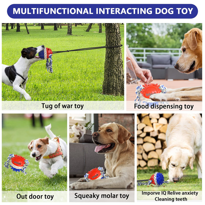 Dog Chew Toys for Aggressive Chewers,Interactive Indestructible Dog Toys for Aggressive Chewers,Durable Tough Rubber Rope Teething Toys Leaking Food Toy for Puppy Small Large Breed Outdoor Tug of War BLUE - PawsPlanet Australia