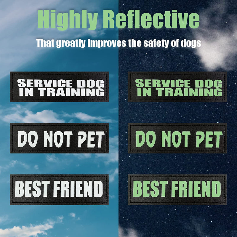 4 Pcs Reflective Dog Patches for Service Dog Vest Tactical Hook Loop Harness Removable Patch Set with Velcro Embroidered, Best Friend & Don’t Pet Me Dog & do not Separate (Best Friend) - PawsPlanet Australia
