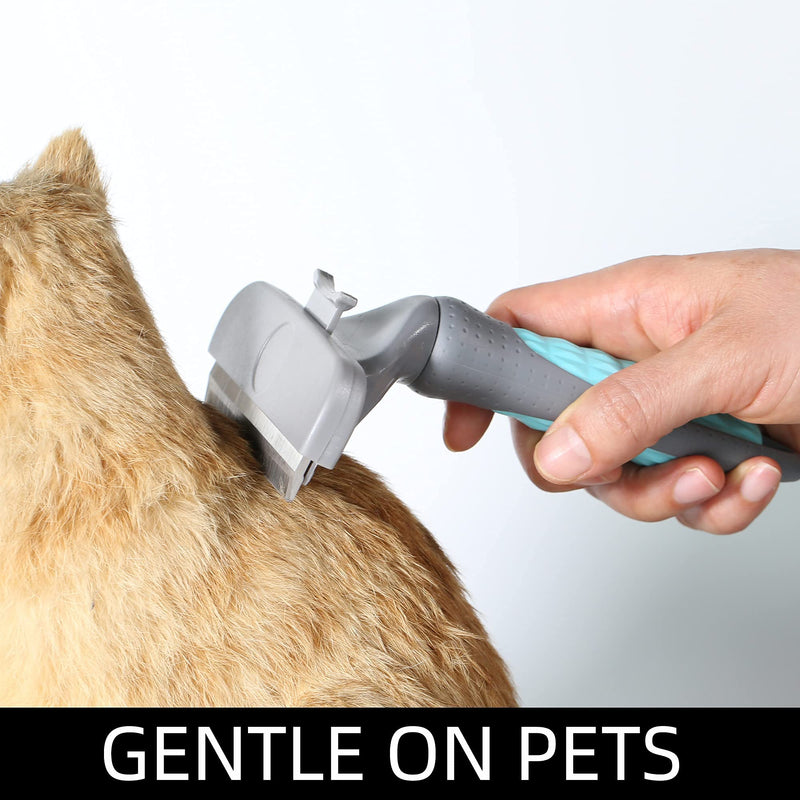 DongxiTech Undercoat Deshedding Tools for Dogs, Deshedding Brush for Dogs, Removes Loose Hair Up to 95% and Combats Dog Shedding. Pets Self Cleaning Brush 1blue - PawsPlanet Australia