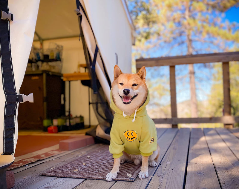 ChoChoCho Smile Dog Hoodie, Smiley Face Dog Sweater, Stylish Dog Clothes, Cotton Sweatshirt for Dogs and Puppies, Fashion Outfit for Dogs Cats Puppy Small Medium Large S (Chest: 9.8''-13.8'' / Suggest: 2-5 lbs) Avocado Green - PawsPlanet Australia