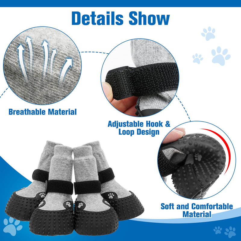 KOOLTAIL 2 Pairs of Anti-Slip Dog Socks, Rubber Bottom, Waterproof Dog Shoes, Protective Dog Boots, for Outdoor Walking, Running, Hiking #6 - 2.48" in width, 3" in length - PawsPlanet Australia