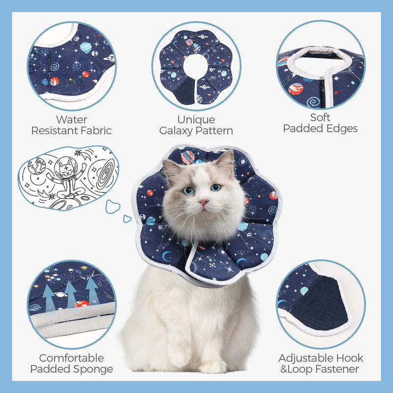 ComSaf Protective Neck Brace Cat with Starry Sky Pattern, Soft and Adjustable Cat Neck Brace for Post-Surgery Cat Collar, Prevents Licking Wounds Neck Brace for Cats, XS - PawsPlanet Australia