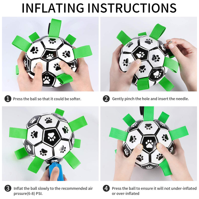 G.C Dog Soccer Ball with Grab Tabs Interactive Dog Toys Durable Dog Tug Toy 6 inch Outdoor Dog Water Toy for Small Medium Dogs - PawsPlanet Australia