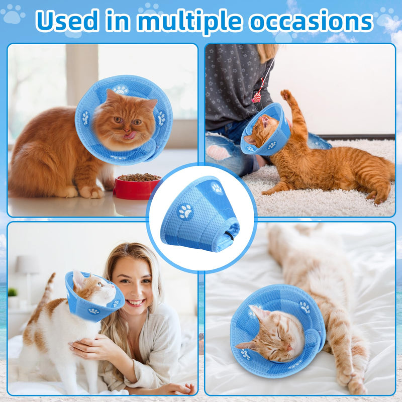 Cat Neck Brace, Adjustable Neck Brace Cat Collar for Protective Collar Wound Recovery, Recovery Collar Soft Collar Cone After Surgery, Prevent Wound Leakage - (Blue, M) - PawsPlanet Australia