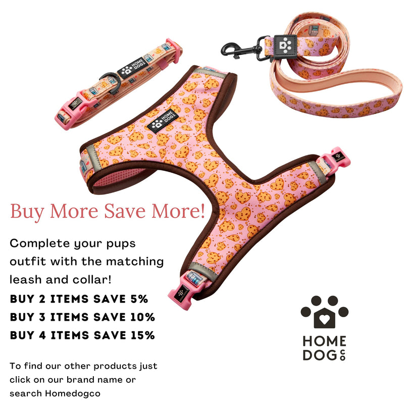 Homedogco All-Weather Dog Harness - Lightweight Air Mesh Lined Dog Vest Harness - Adjustable Neck and Chest Straps Easy Walk Harness for Small Medium and Large Dogs (I Heart Cookies, Extra Small) I Heart Cookies - PawsPlanet Australia