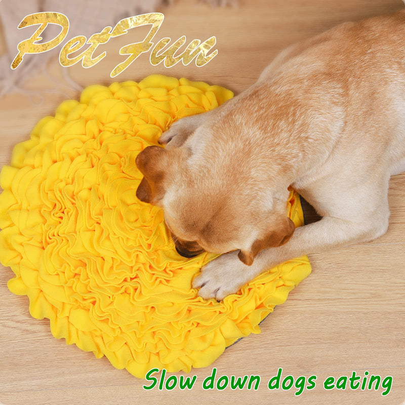 PetFun Snuffle Mat for Dogs Puzzle Treat Dispenser Puppy Interactive Toys for Large Small Dogs Nosework Mat for Pet Treat Puzzle Dog Lick Mat for Dogs Feeding Mat Interactive Snuggle Puppy Toy Yellow - PawsPlanet Australia