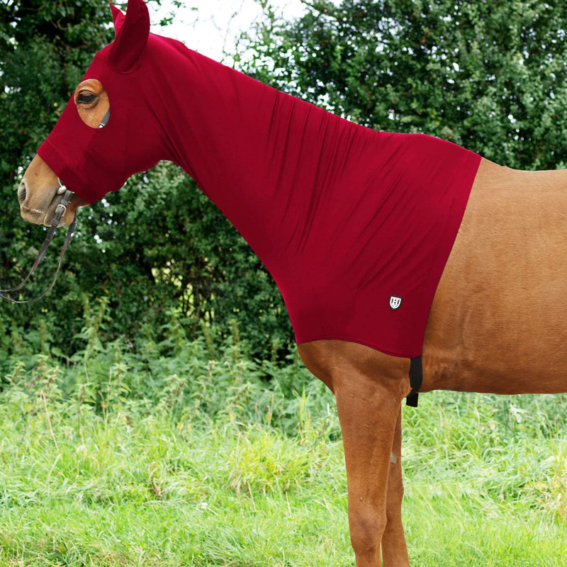 [Australia] - Harrison Howard Lycra Hood Stretch Lycra Horse Hood with Zip Cob (M) Ruby 